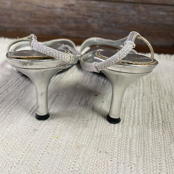 The Touch of Nina Strappy Heels, Size 7, Silver with Rhinestones - Picture 6 of 12